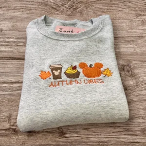 Embroidered Autumn Vibes Sweatshirt: Cozy Fall Season Jumper