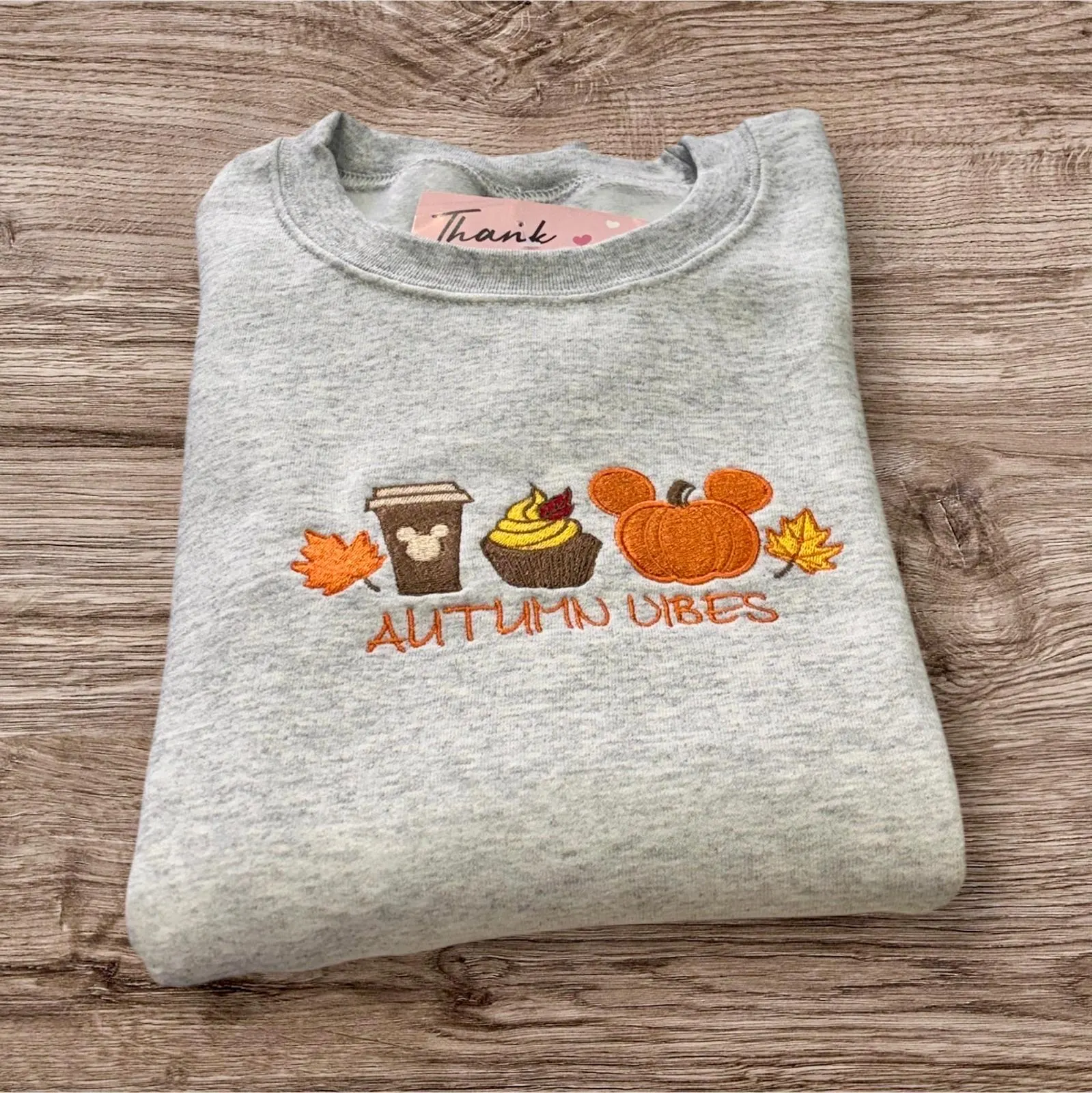 Embroidered Autumn Vibes Sweatshirt: Cozy Fall Season Jumper