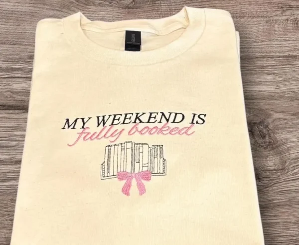 Embroidered Book Lover Sweatshirt: My Weekend is Fully Booked - Image 2