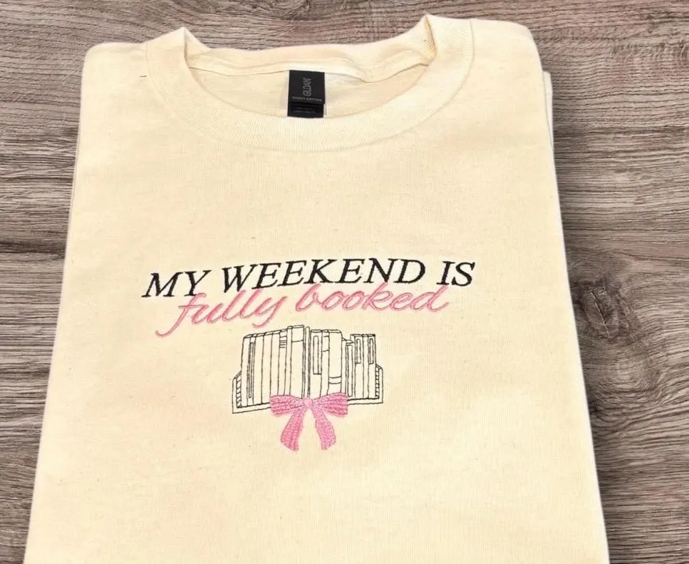 Embroidered Book Lover Sweatshirt: My Weekend is Fully Booked - Image 2