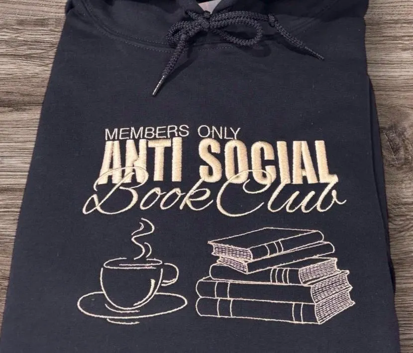 Embroidered Anti Social Book Club Sweatshirt: Cozy Bookworm Jumper - Image 3