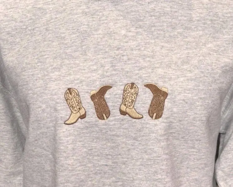 Embroidered Cowboy Boots Sweatshirt: Country Music Western Wear - Image 2