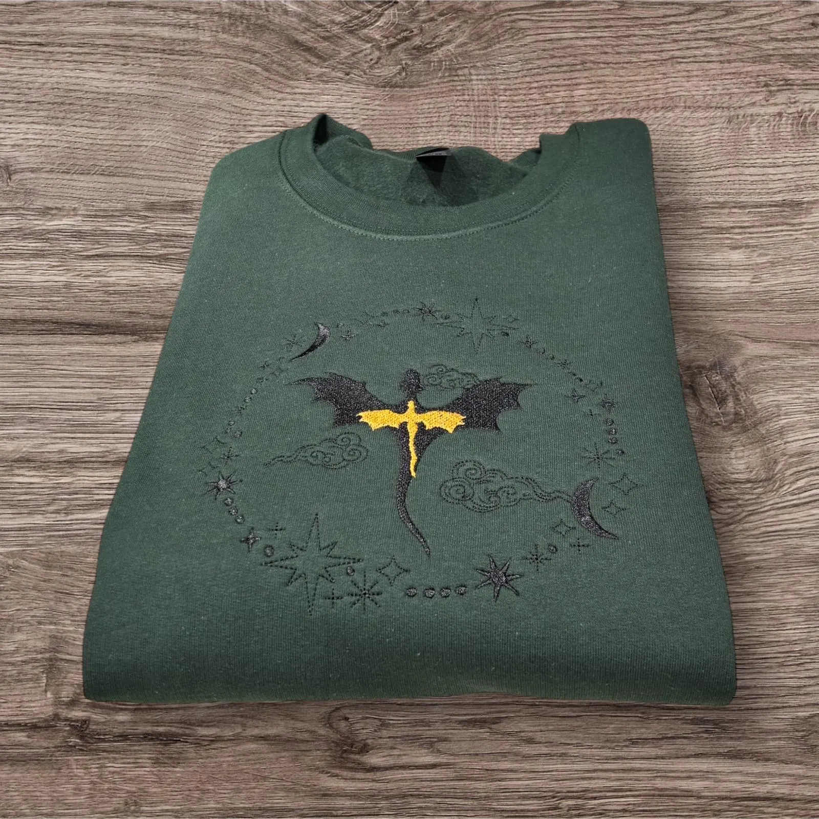 Embroidered Dragon Sweatshirt: Dragon Rider Reading Book Hoodie - Image 4