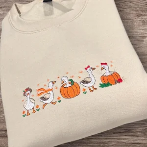 Autumn/fall Halloween geese embroidered sweatshirt or hoodie.