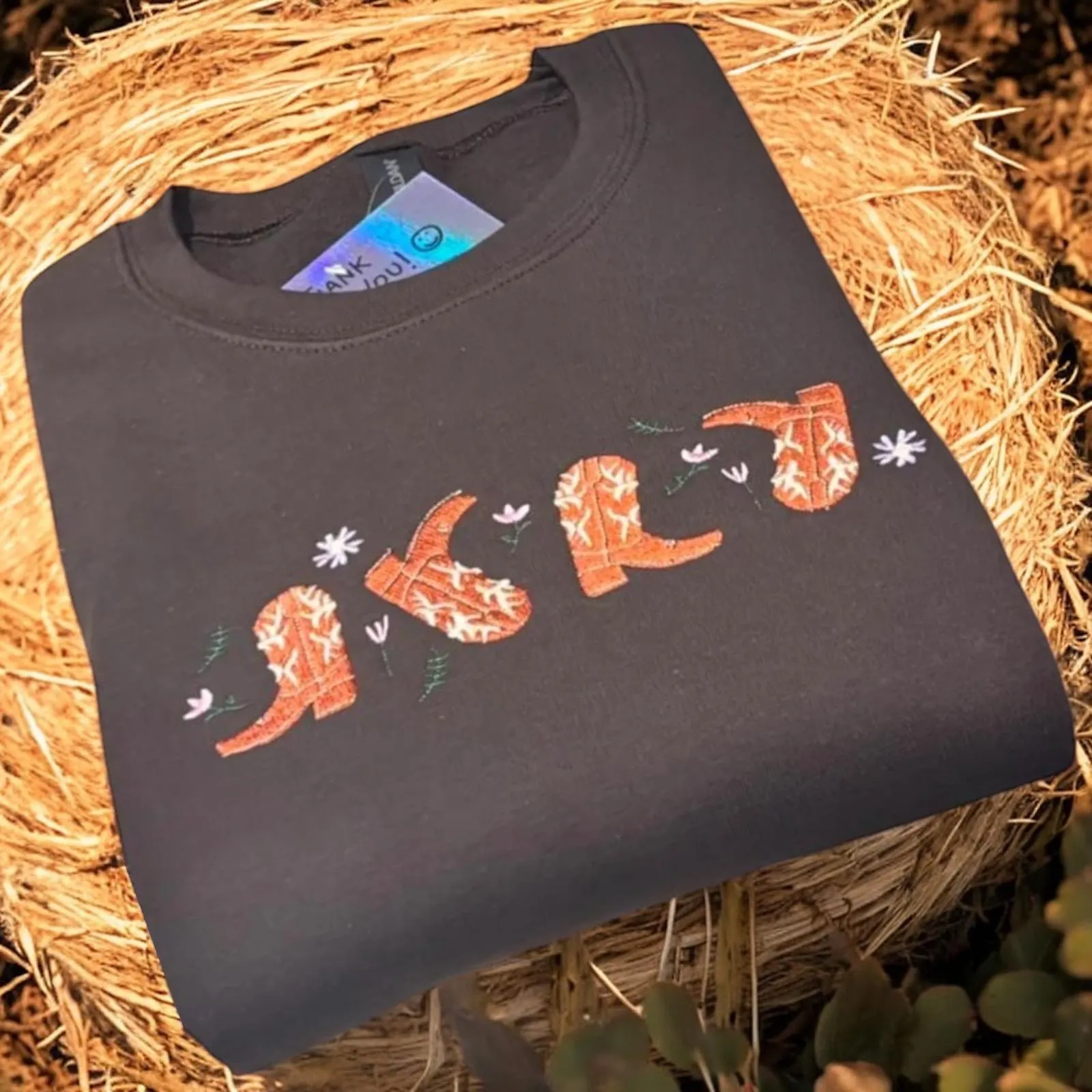 Embroidered Cowboy Boots Sweatshirt: Country Music Western Wear - Image 6