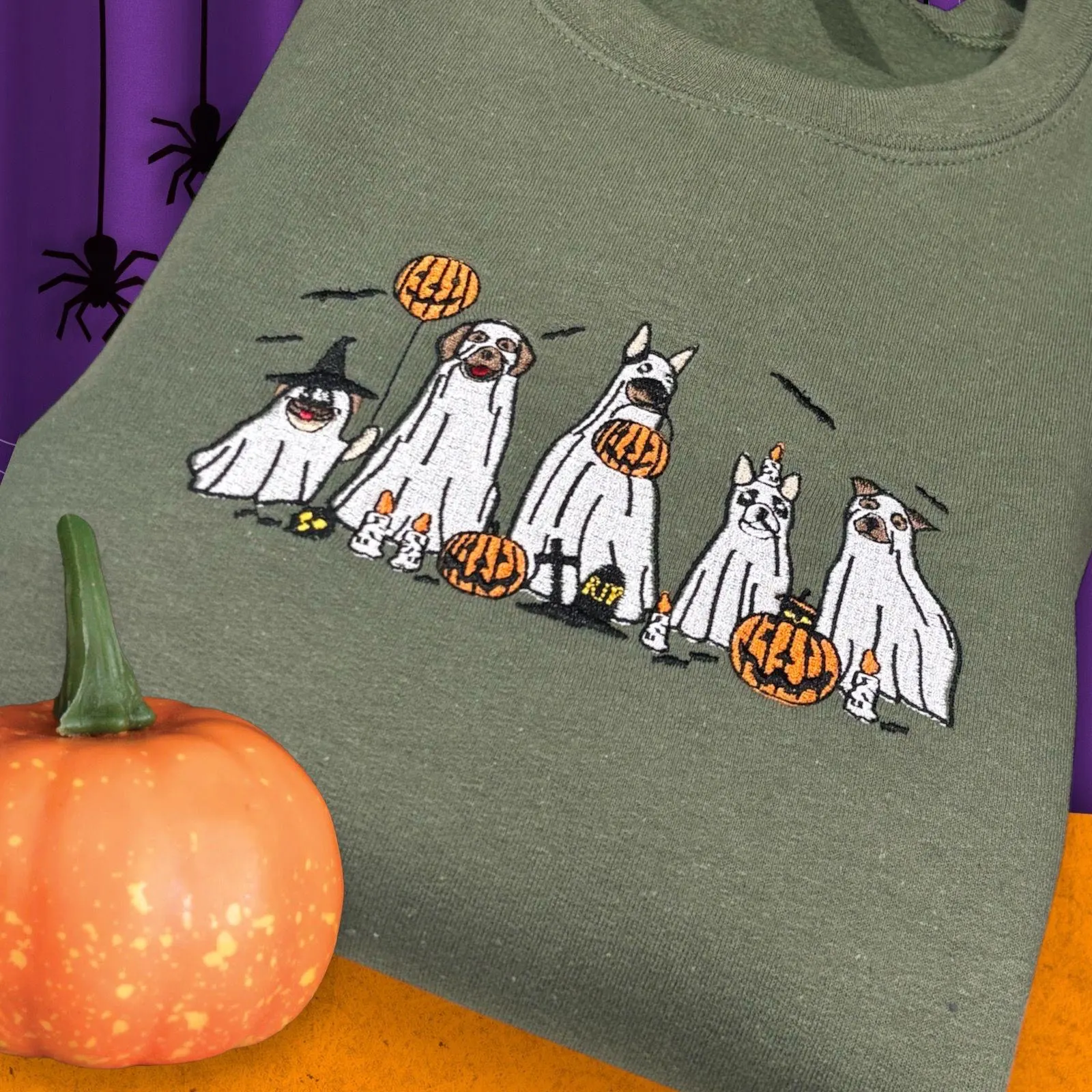 Halloween Ghostie Dogs Embroidered Sweatshirt Or Hoodie. - Image 3