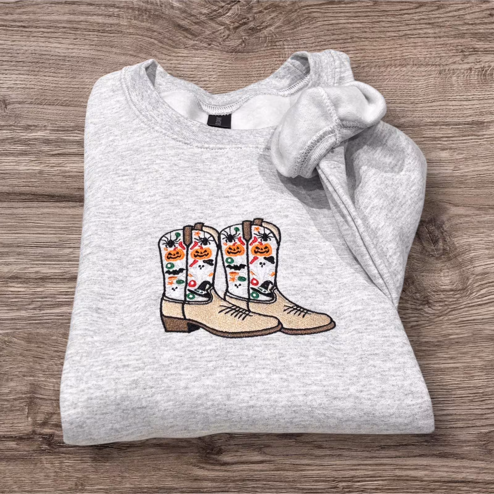 Halloween Cowboy Boots Embroidered Sweatshirt or Hoodie.