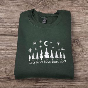 Embroidered Pine Tree Sweatshirt or Hoodie: Celestial Star & Moon Design