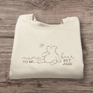 Embroidered Mama Bear Sweatshirt: Personalized Mum Gift, Est. 2025