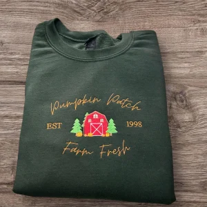 Pumpkin Patch Farm Fresh Embroidered Sweatshirt Or Hoodie.