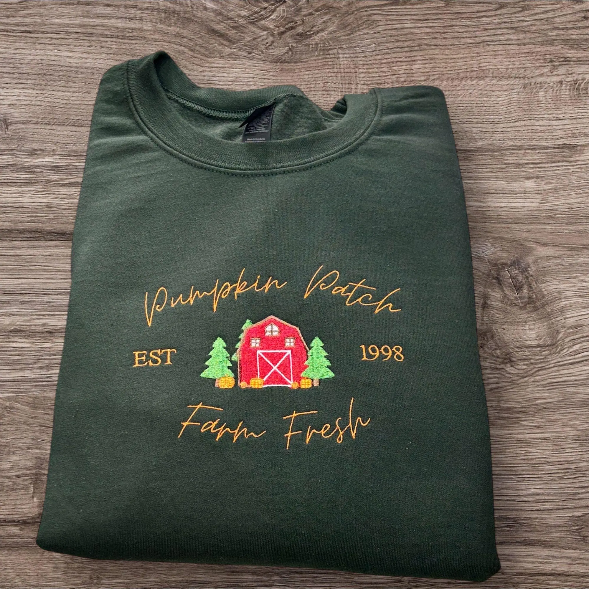 Pumpkin Patch Farm Fresh Embroidered Sweatshirt Or Hoodie.