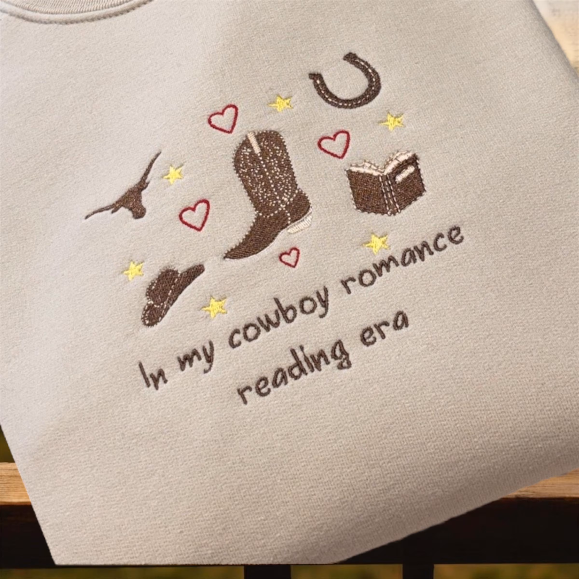Embroidered Cowboy Romance Sweatshirt: Western Bookworm Style - Image 5