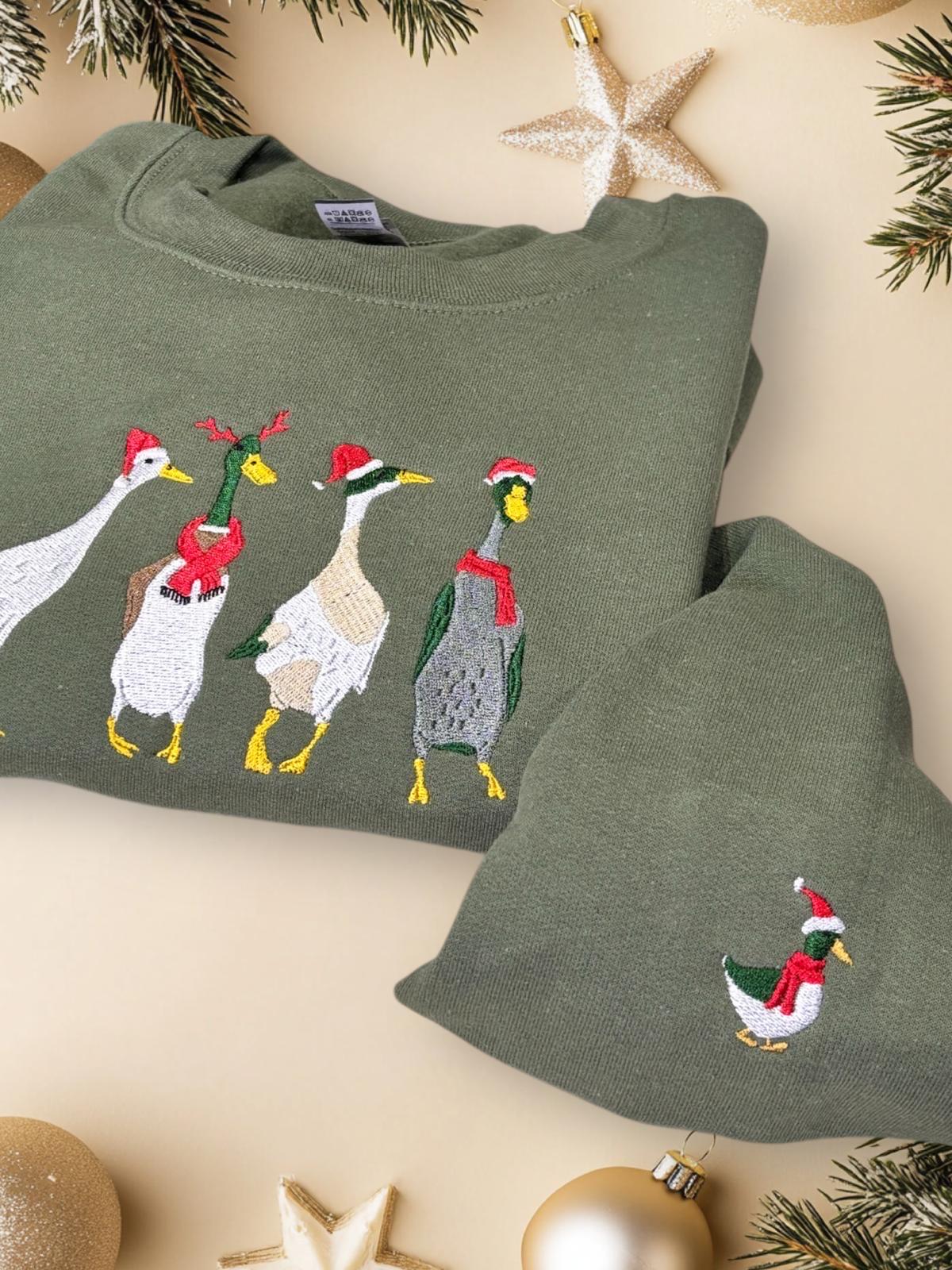 Embroidered Christmas Ducks Sweatshirt Or Hoodie. - Image 6