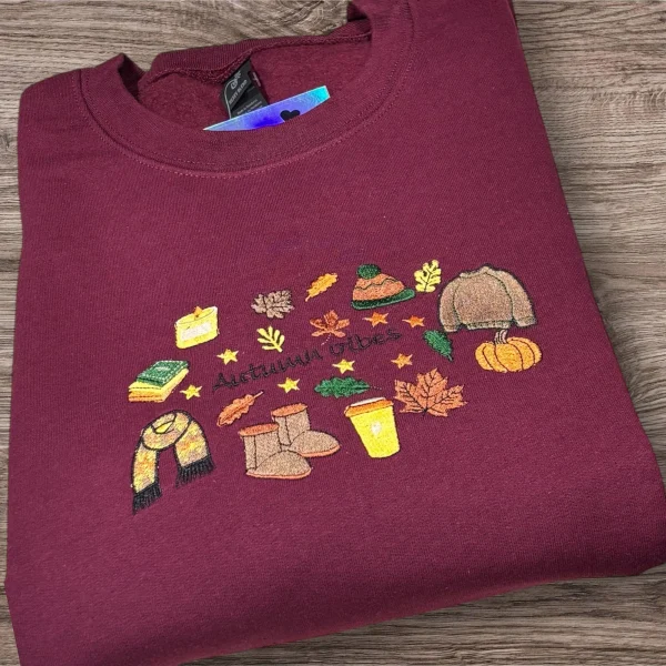 Embroidered Autumn Sweatshirt: Cozy Fall Vibes Jumper - Image 2