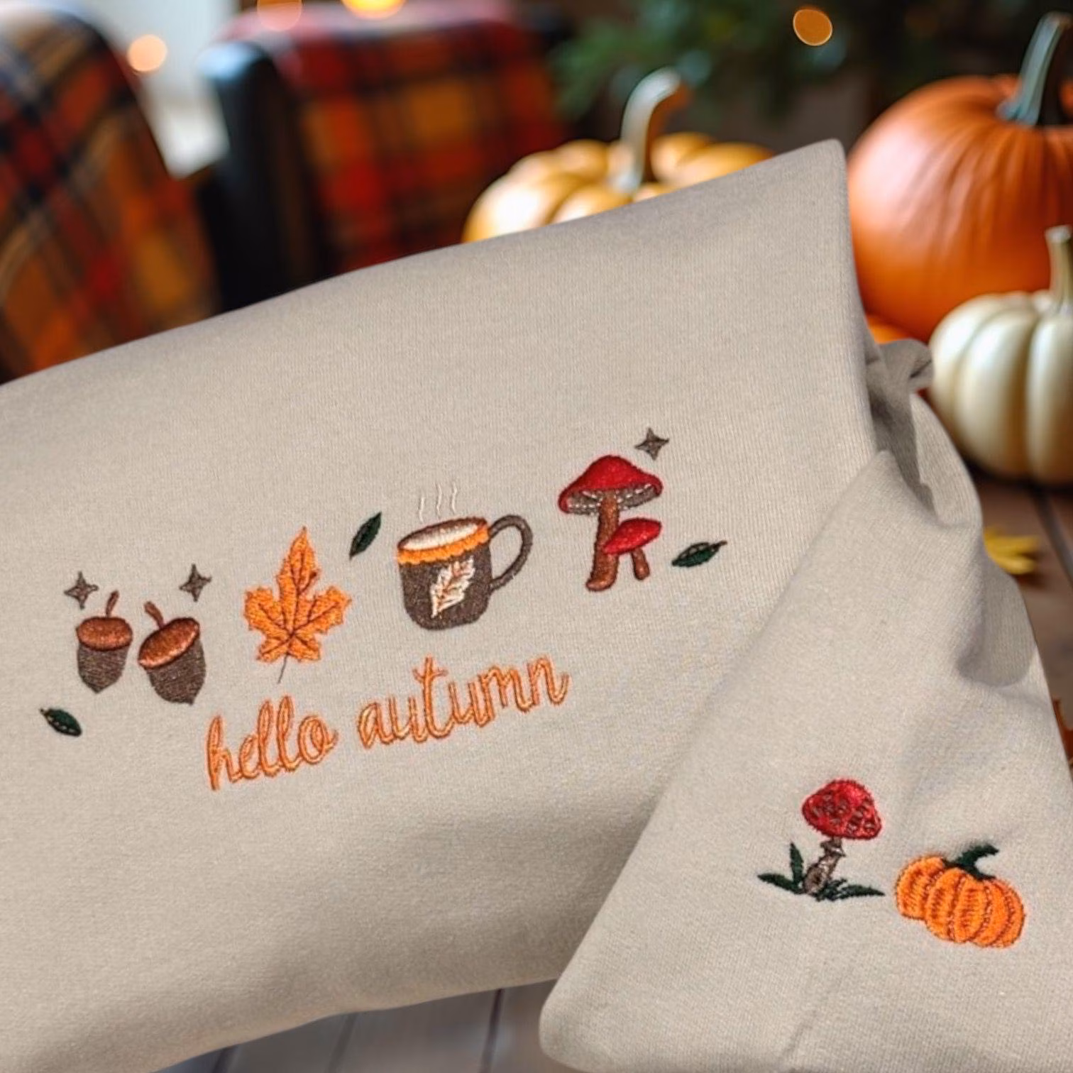 Embroidered Hello Autumn Sweatshirt: Ladies Fall Fashion - Image 3