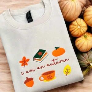 Embroidered "I am an Autumn" Sweatshirt: Cosy Crew Neck Jumper