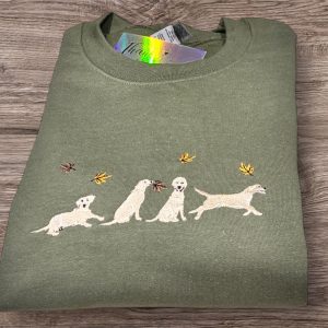 Labrador Retriever Embroidered Sweatshirt Or Hoodie, Autumn Leaves. Dog Pet Lover Gift.