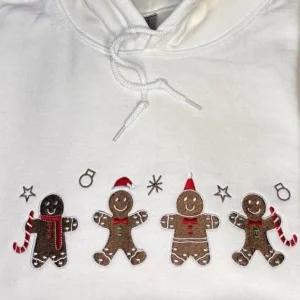 Embroidered gingerbread , sweatshirt, hoodie. Cute Christmas jumper, gingerbread man, festive sweater, xmas gift, unisex crew neck.