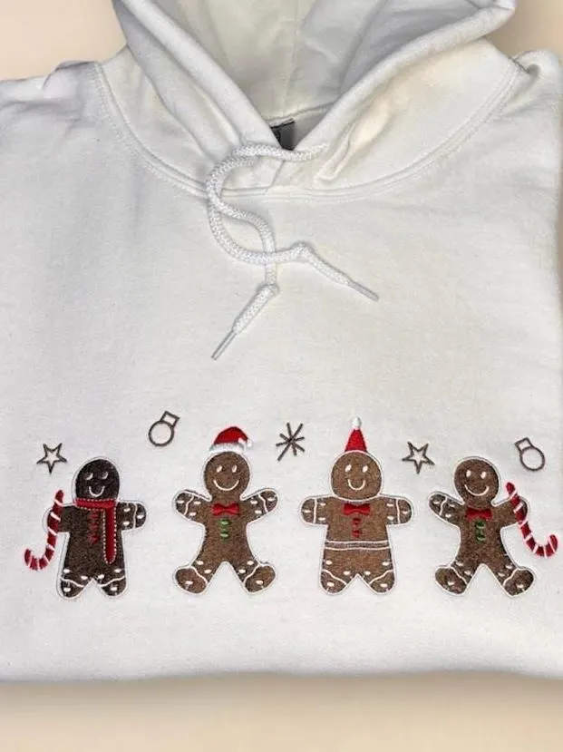 Embroidered gingerbread , sweatshirt, hoodie. Cute Christmas jumper, gingerbread man, festive sweater, xmas gift, unisex crew neck.