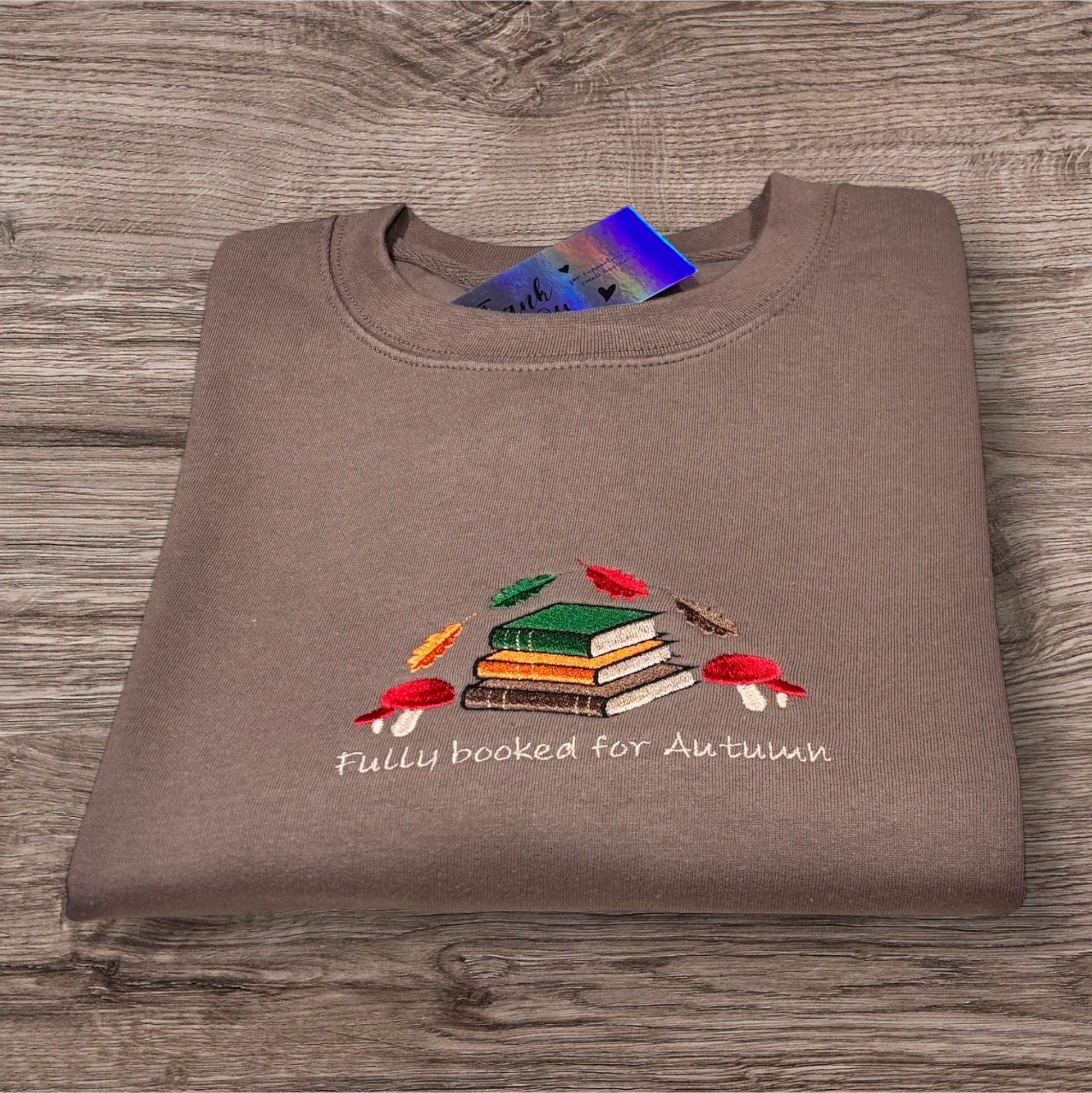 Embroidered Fully Booked For Autumn/Fall Sweatshirt: Cosy Crew Neck Jumper - Image 2