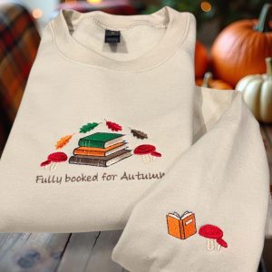 Embroidered Fully Booked For Autumn/Fall Sweatshirt: Cosy Crew Neck Jumper