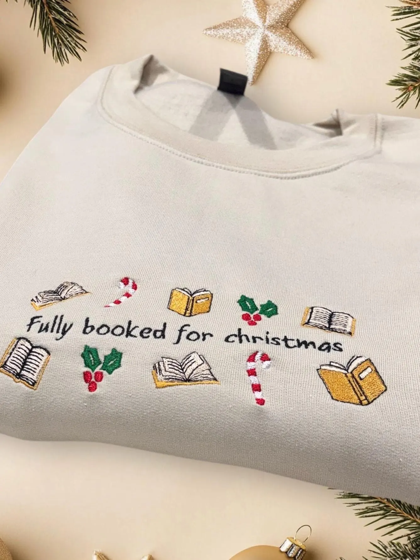 Fully Booked For Christmas, Embroidered Sweatshirt Or Hoodie. Reading hoodie, Bookish Christmas Gift. - Image 5