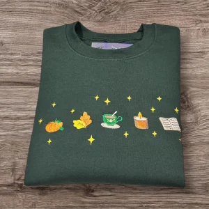 Cosy Autumn/Fall Icon Embroidered Sweatshirt Or Hoodie.