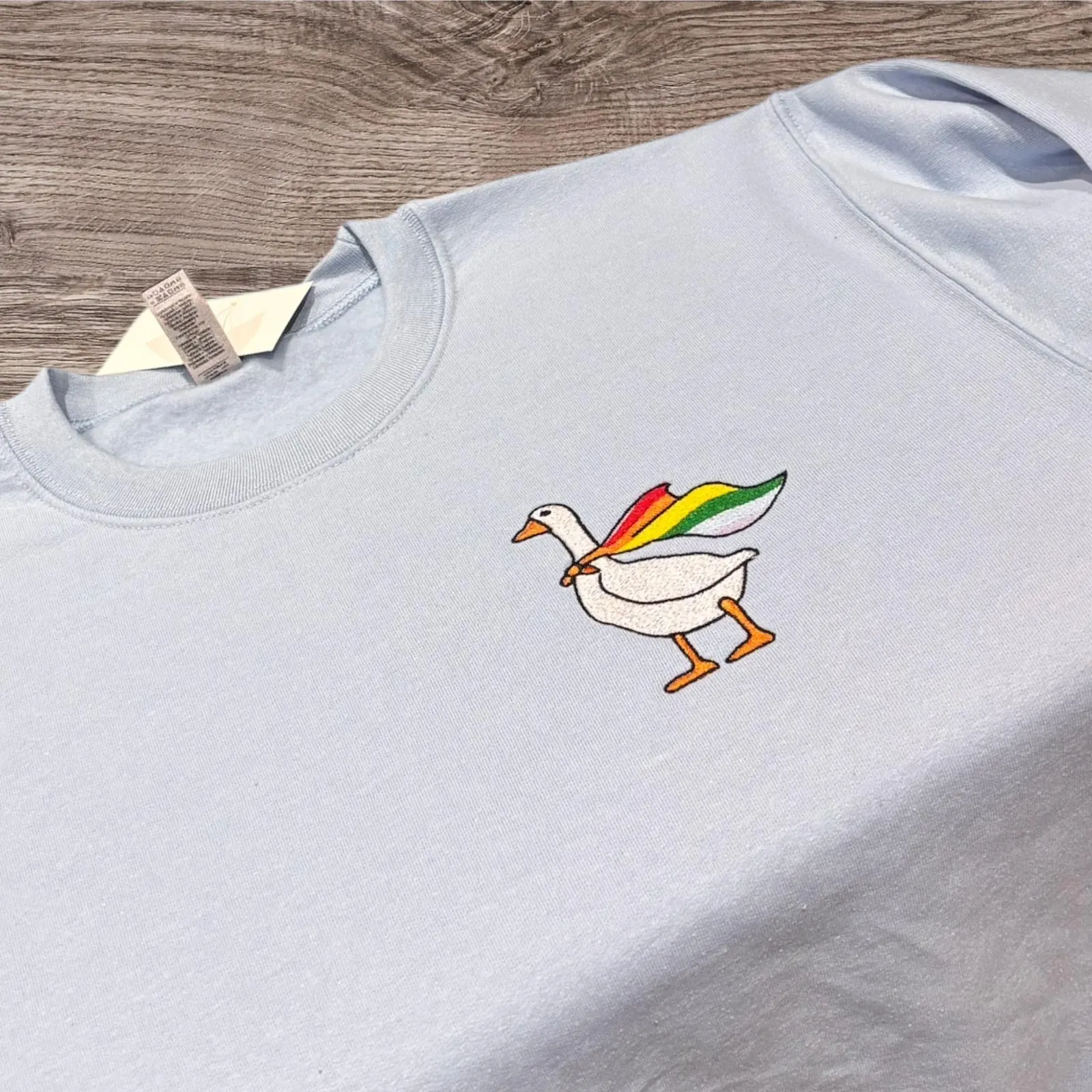 Embroidered Silly Goose LGBTQ Flag Shirt: Funny Animal Top - Image 2