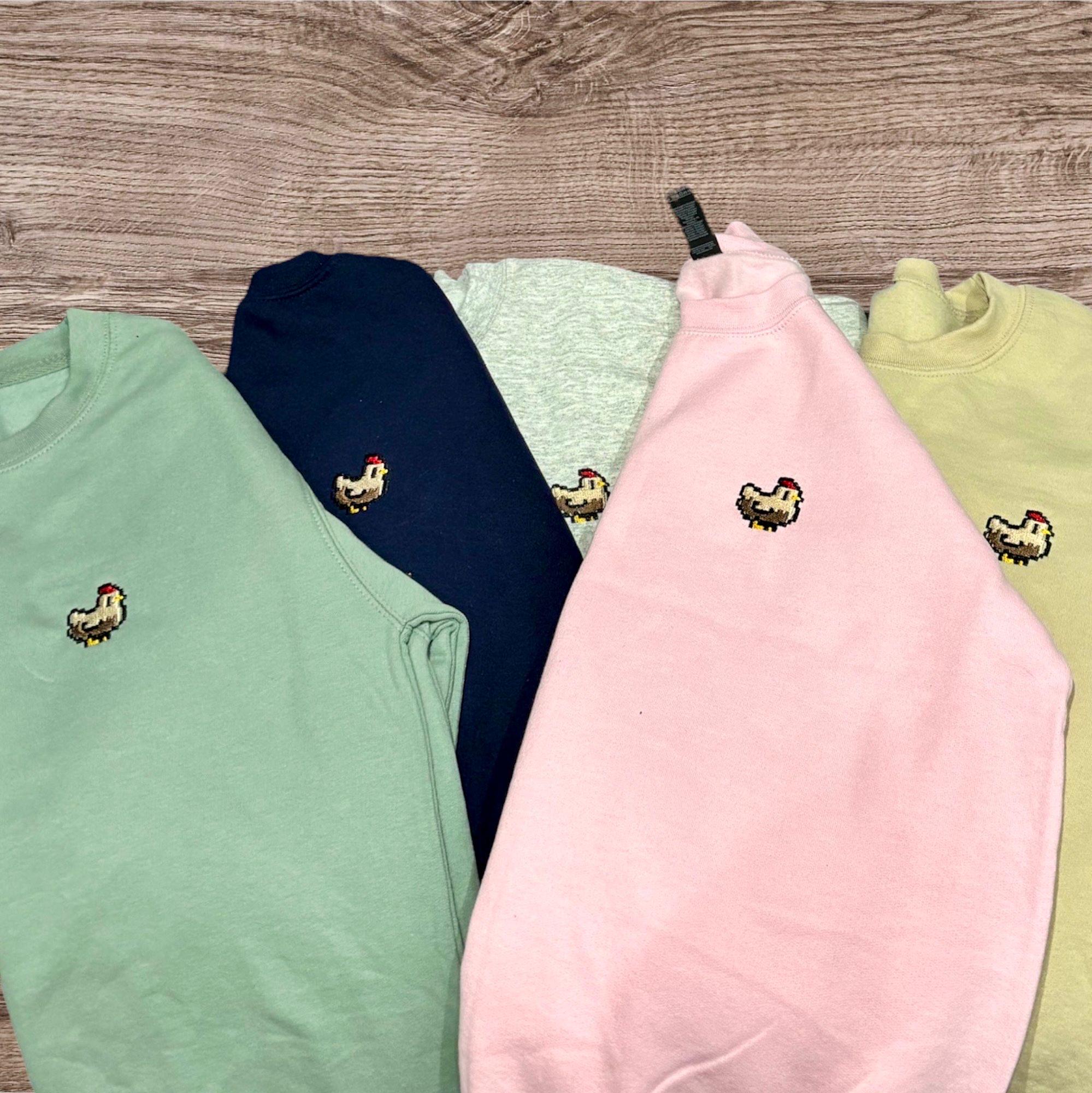 Pixel Chicken Embroidered Sweatshirt Or Hoodie - Stardew Valley Gaming Gift. - Image 2