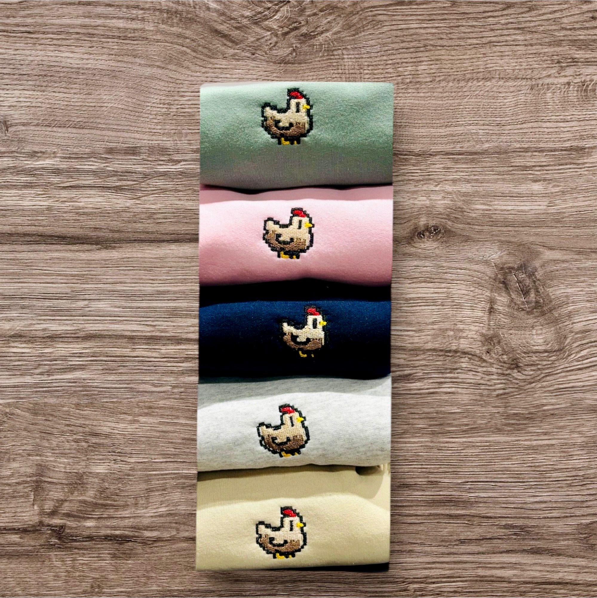 Pixel Chicken Embroidered Sweatshirt Or Hoodie - Stardew Valley Gaming Gift. - Image 6