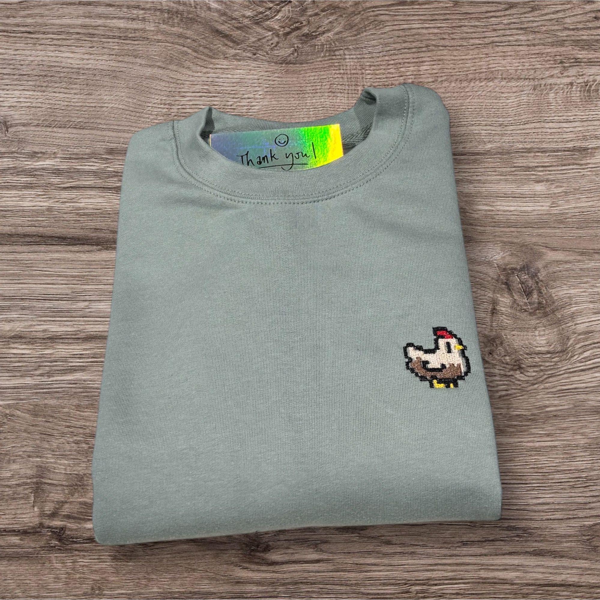 Pixel Chicken Embroidered Sweatshirt Or Hoodie - Stardew Valley Gaming Gift. - Image 7