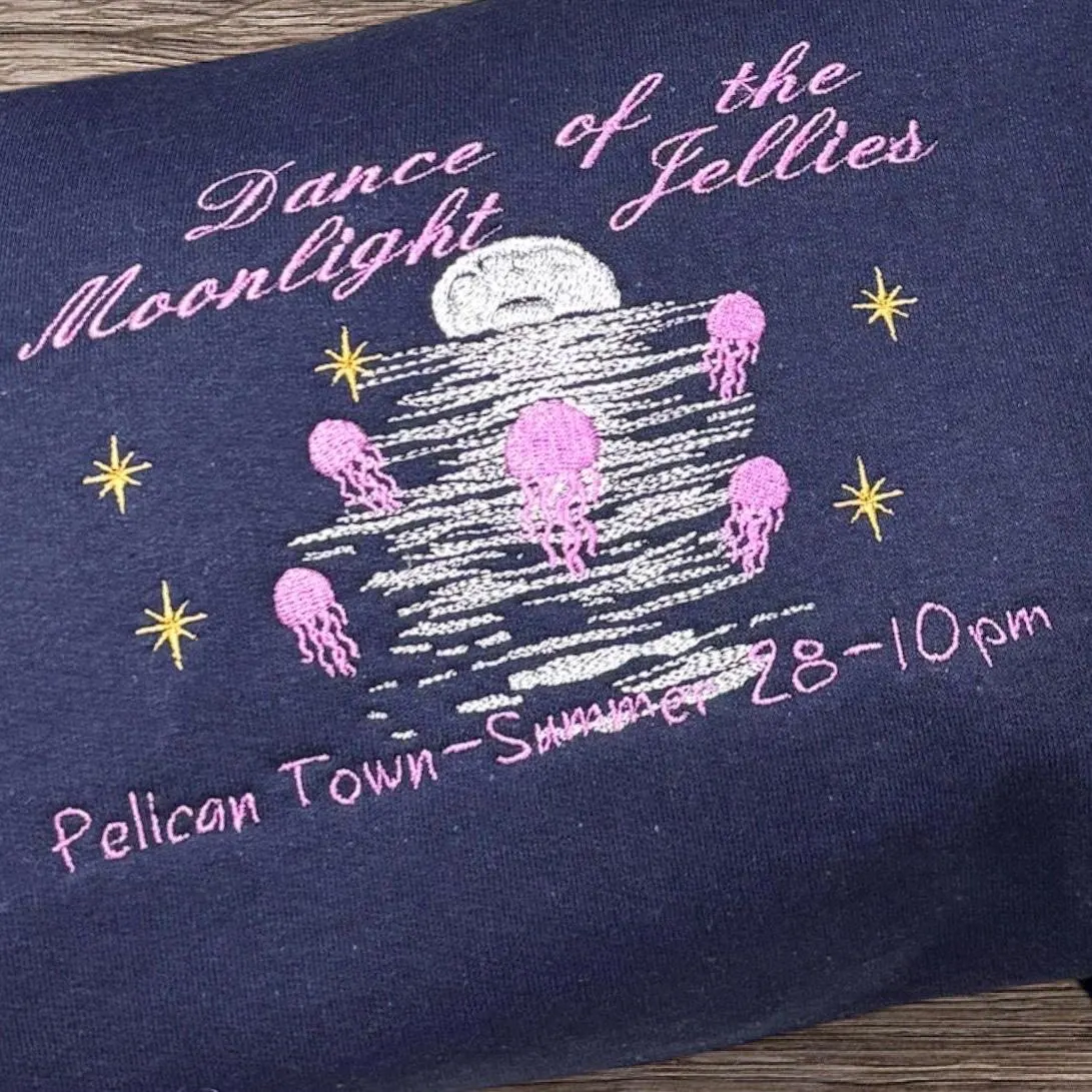 Dance Of The Moonlight Jellies Embroidered Jelly fish sweatshirt or hoodie. - Image 3