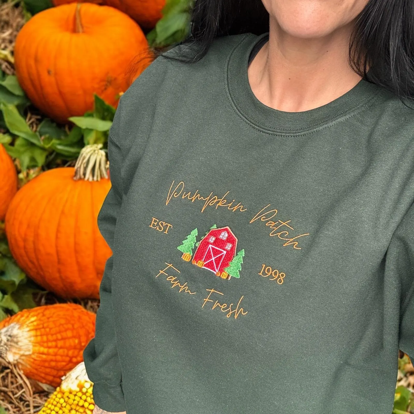 Pumpkin Patch Farm Fresh Embroidered Sweatshirt Or Hoodie. - Image 4