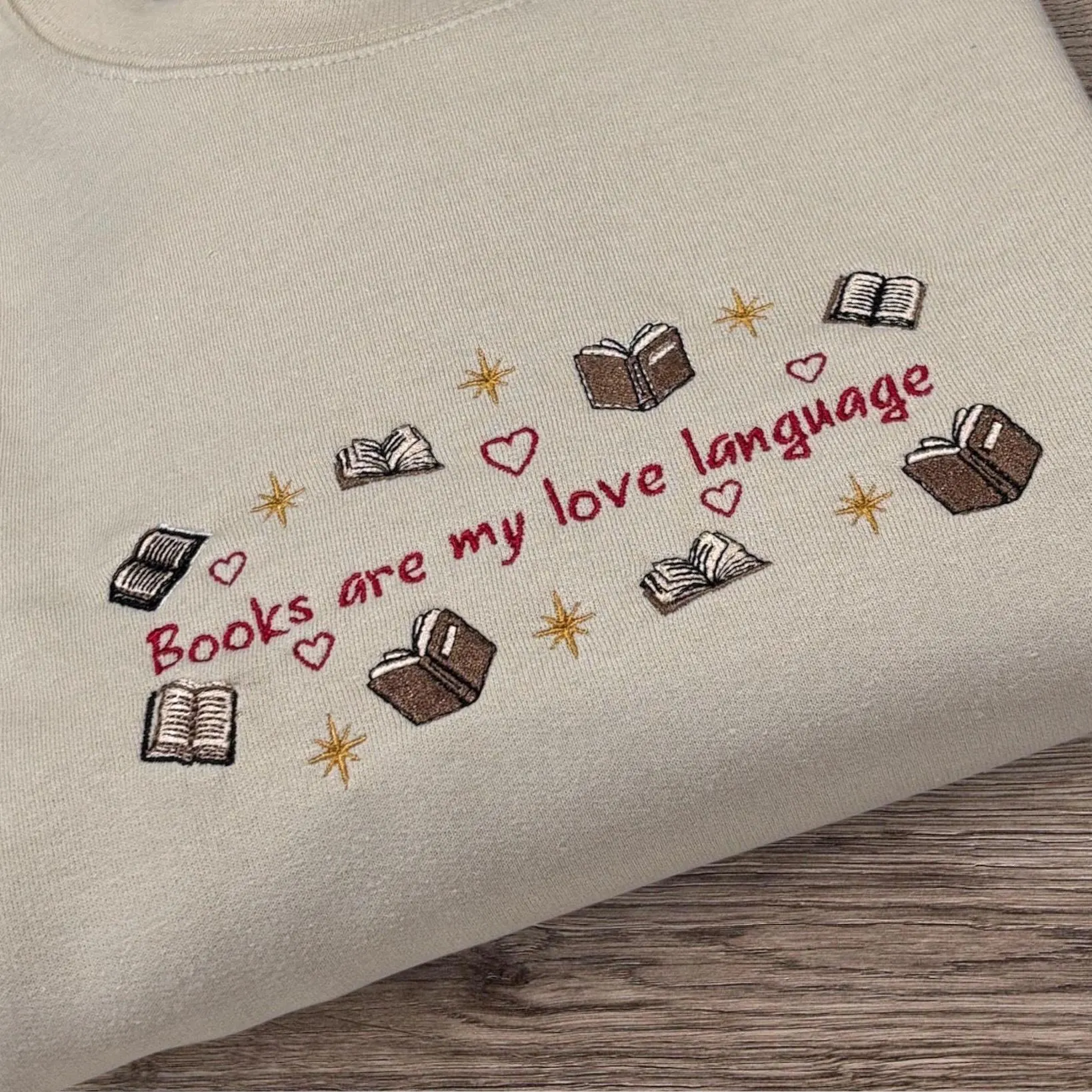 Books Are My Love Language Embroidered Sweatshirt Or Hoodie. Reading hoodie, Bookish Gift. - Image 3