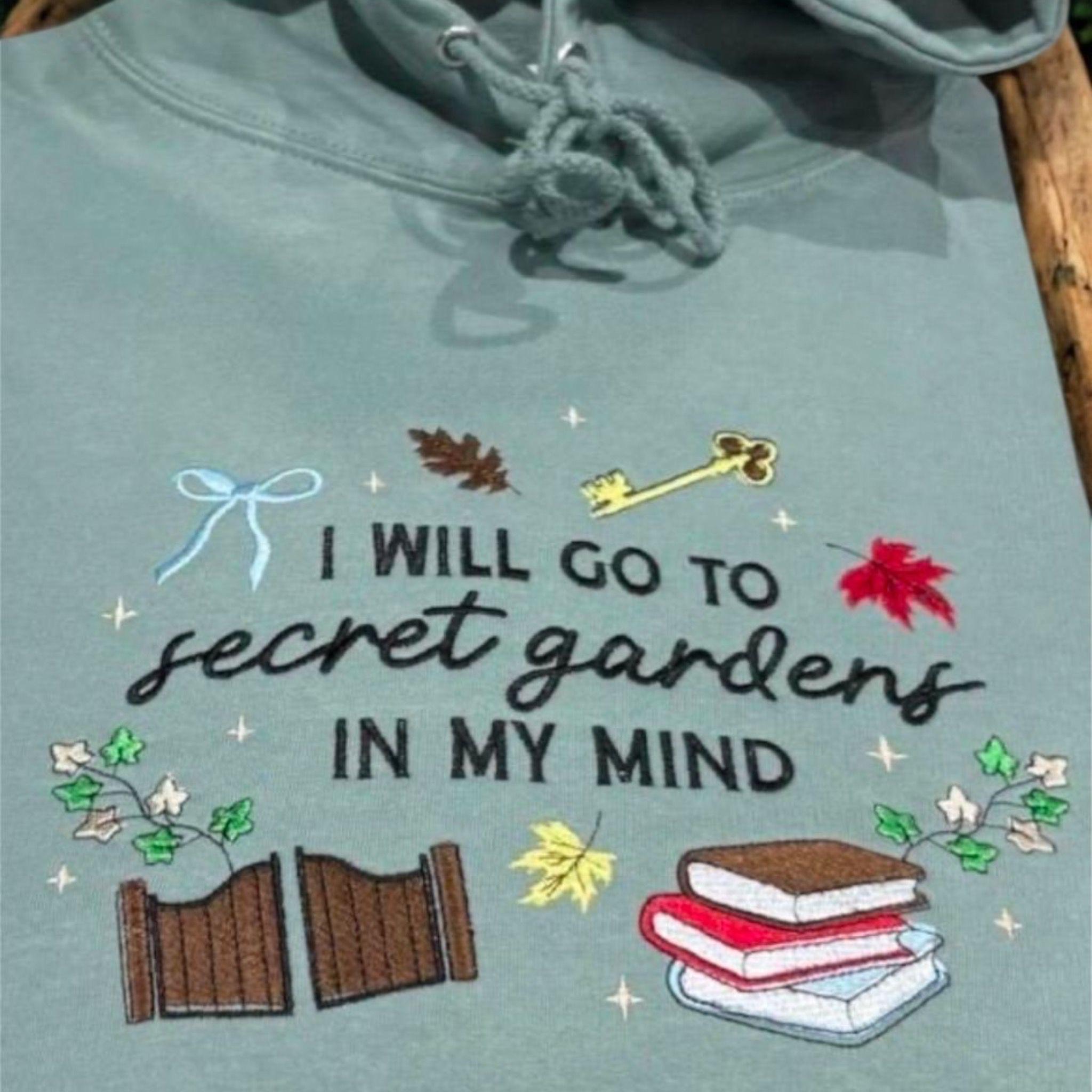 Embroidered Secret Garden Sweatshirt: Book Lover Crew Neck - Image 5
