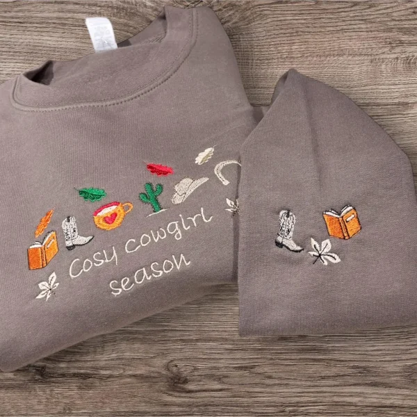 Cosy Cowgirl Season, Autumn, Fall Embroidered Western Sweatshirt Or Hoodie. - Image 5