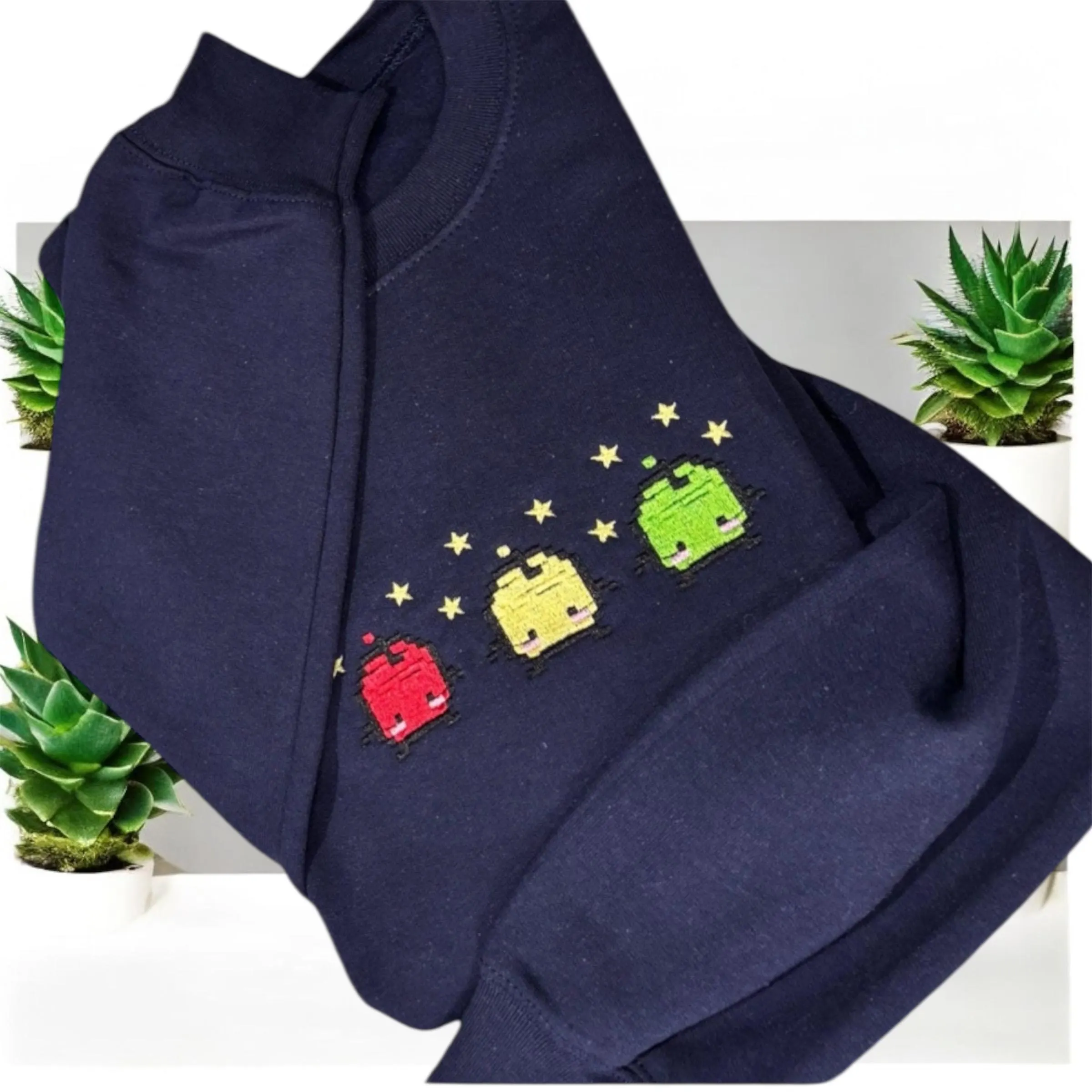 Embroidered pixel character Junimo Sweatshirt or hoodie - Stardew Valley Gift. - Image 4
