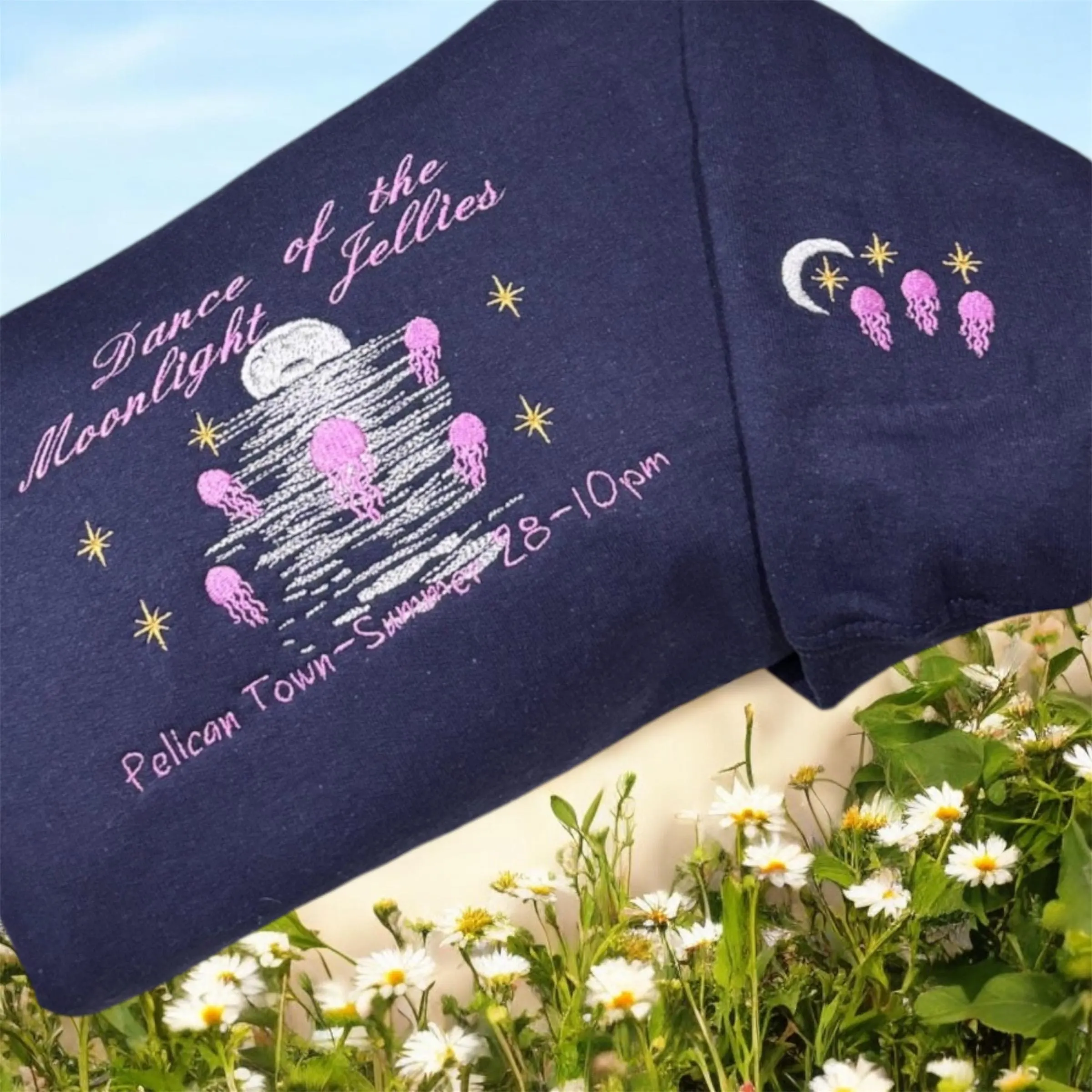 Dance Of The Moonlight Jellies Embroidered Jelly fish sweatshirt or hoodie. - Image 4