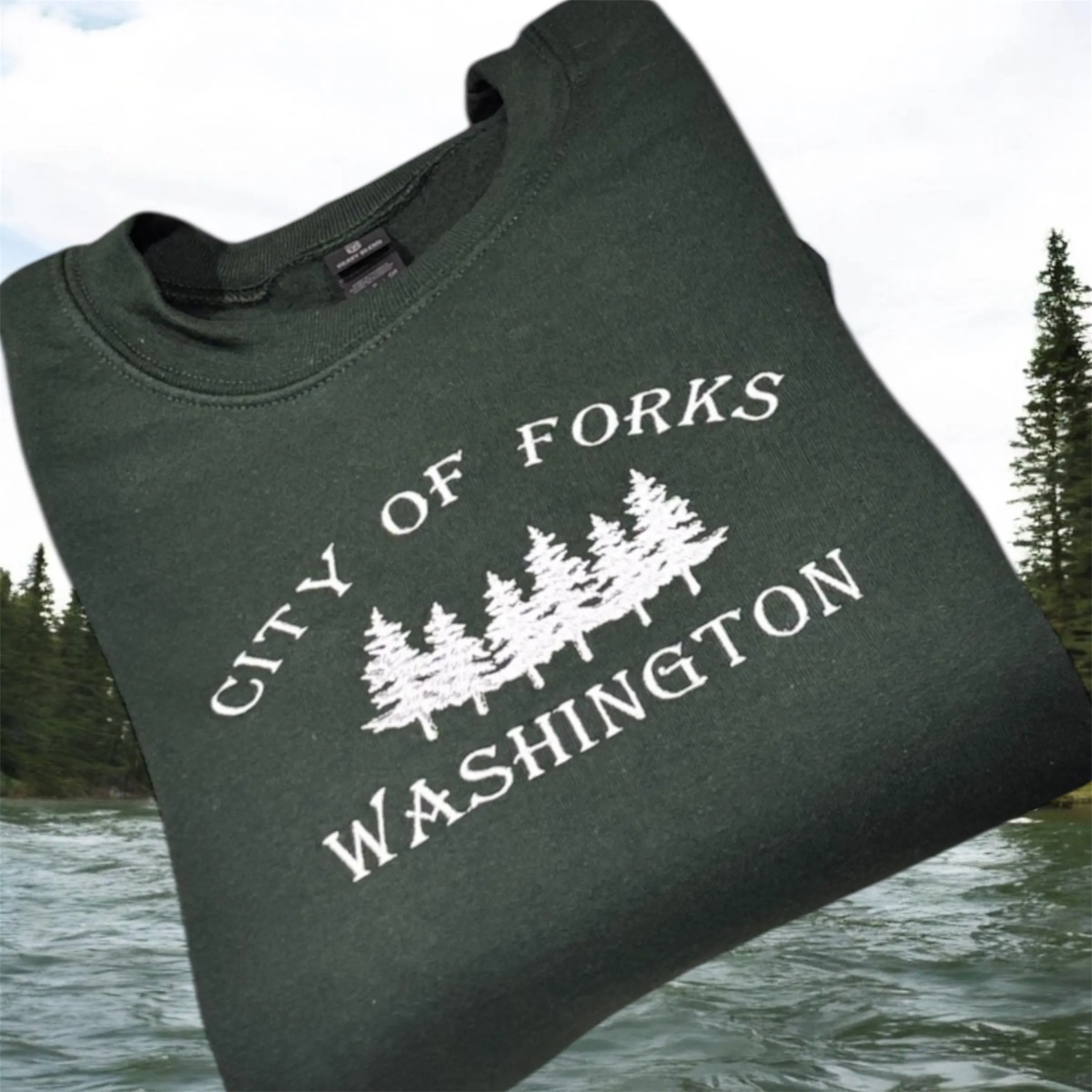 Embroidered City Of Fork Washington- Bookish Sweatshirt Gift. - Image 3