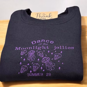 Dance Of The Moonlight Jellies Embroidered Jelly fish sweatshirt or hoodie.