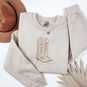 Embroidered Cowboy Boots Sweatshirt