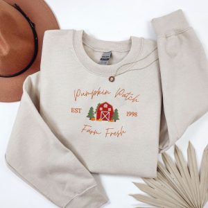 Pumpkin Patch Farm Fresh Embroidered Sweatshirt Or Hoodie.