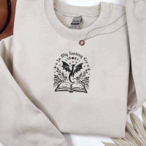 Embroidered Fantasy Era Book Dragon Crew Neck