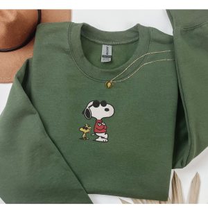 Embroidered Snoopy sweatshirt or hoodie.