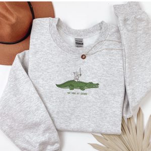 Embroidered we ride at dawn rabbit riding Crocodile sweatshirt