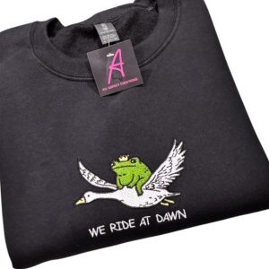 Embroidered we ride at dawn frog sweatshirt