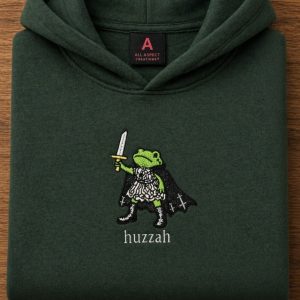 Embroidered gothic female frog huzzah sweatshirt