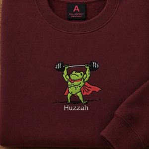Embroidered muscle frog huzzah sweatshirt