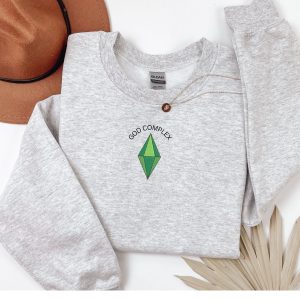 Embroidered Sims Plumbob God complex sweatshirt or hoodie.