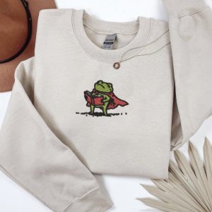 Embroidered reading frog sweatshirt
